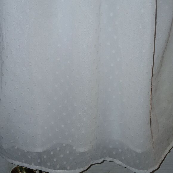 White smocked upper half  casual business casual blouse  Sz L - Picture 2 of 5